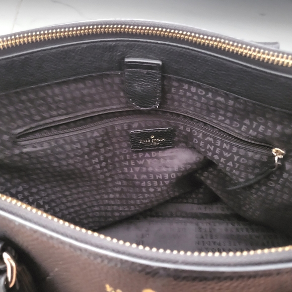 Kate Spade Black Leather Leighann Satchel / Tote Handbag (Mulberry Street) - Picture 9 of 14